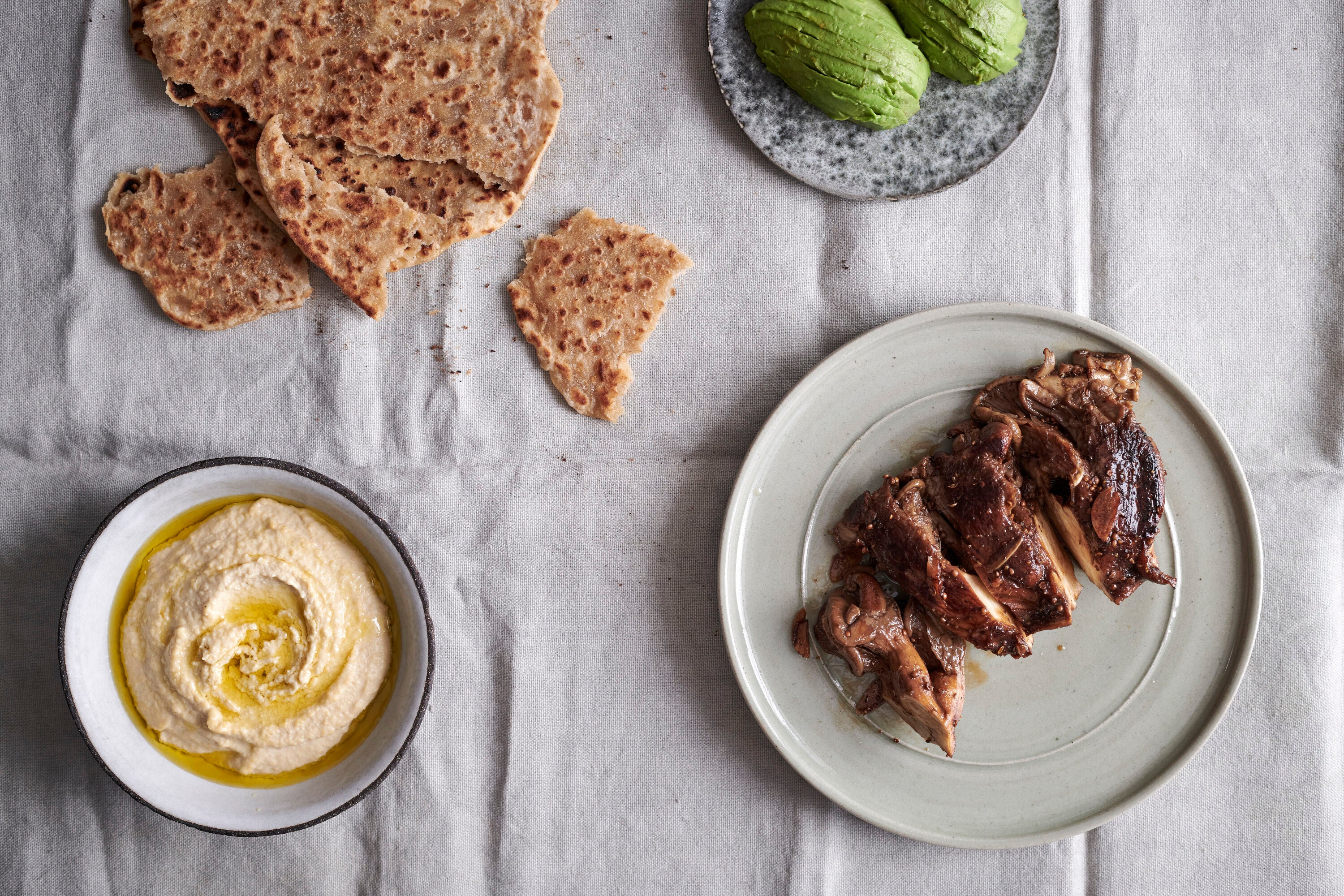 Flatbread with Garum Marinated Oyster Mushrooms recipe