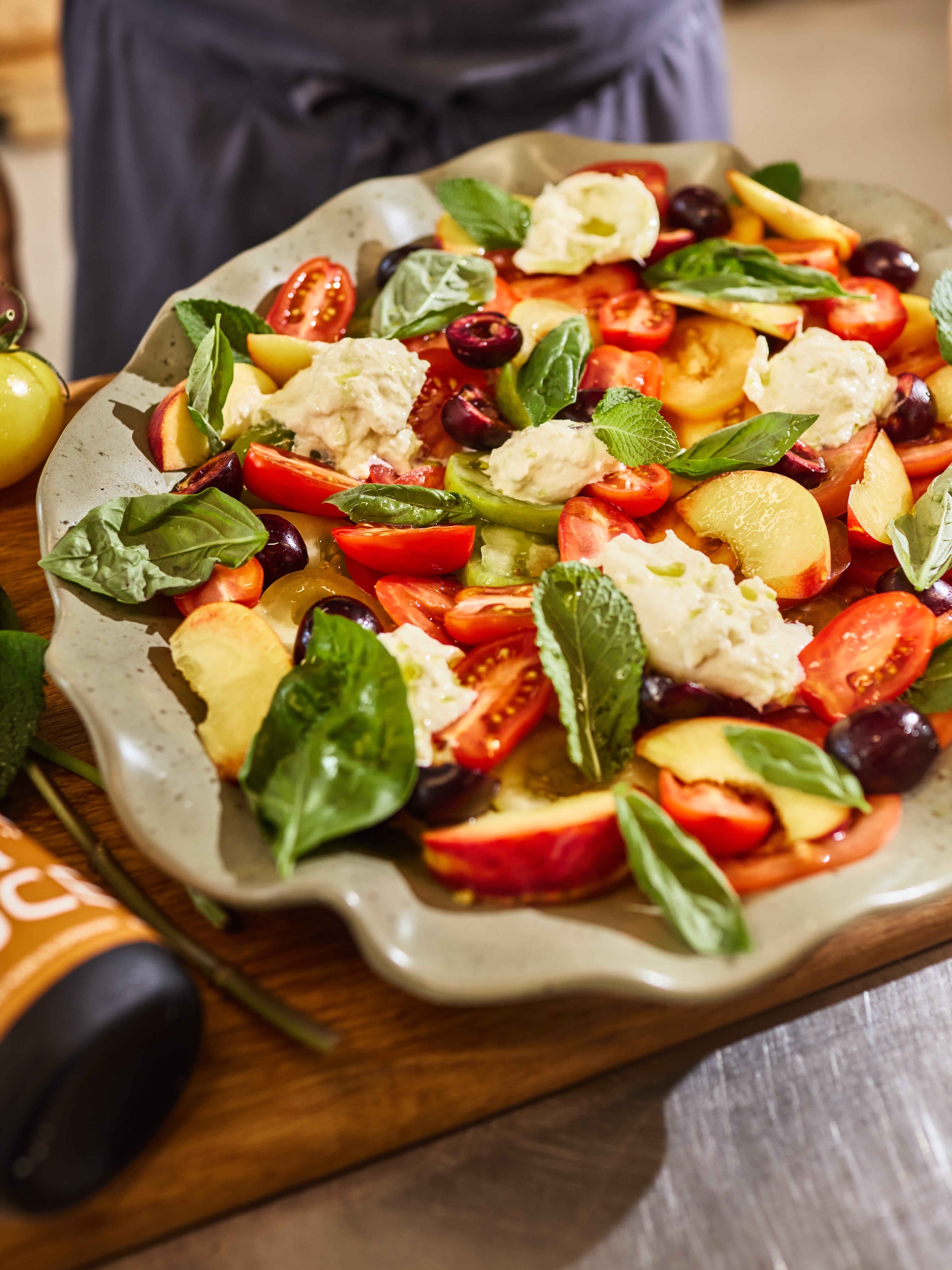 Tomato, “soy”, & stone fruit salad