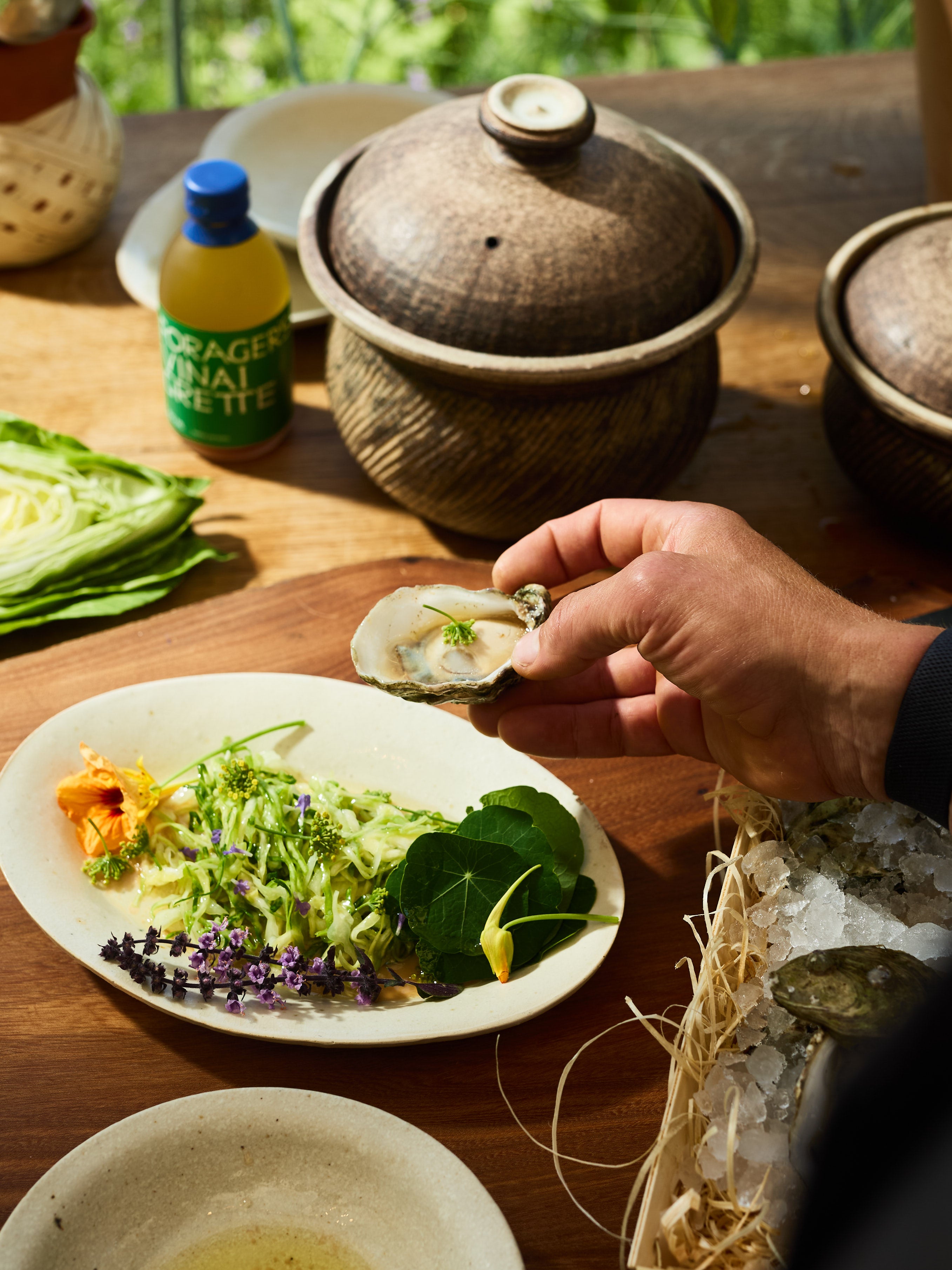 Summer Cabbage Salad with Freshly Shucked Oysters