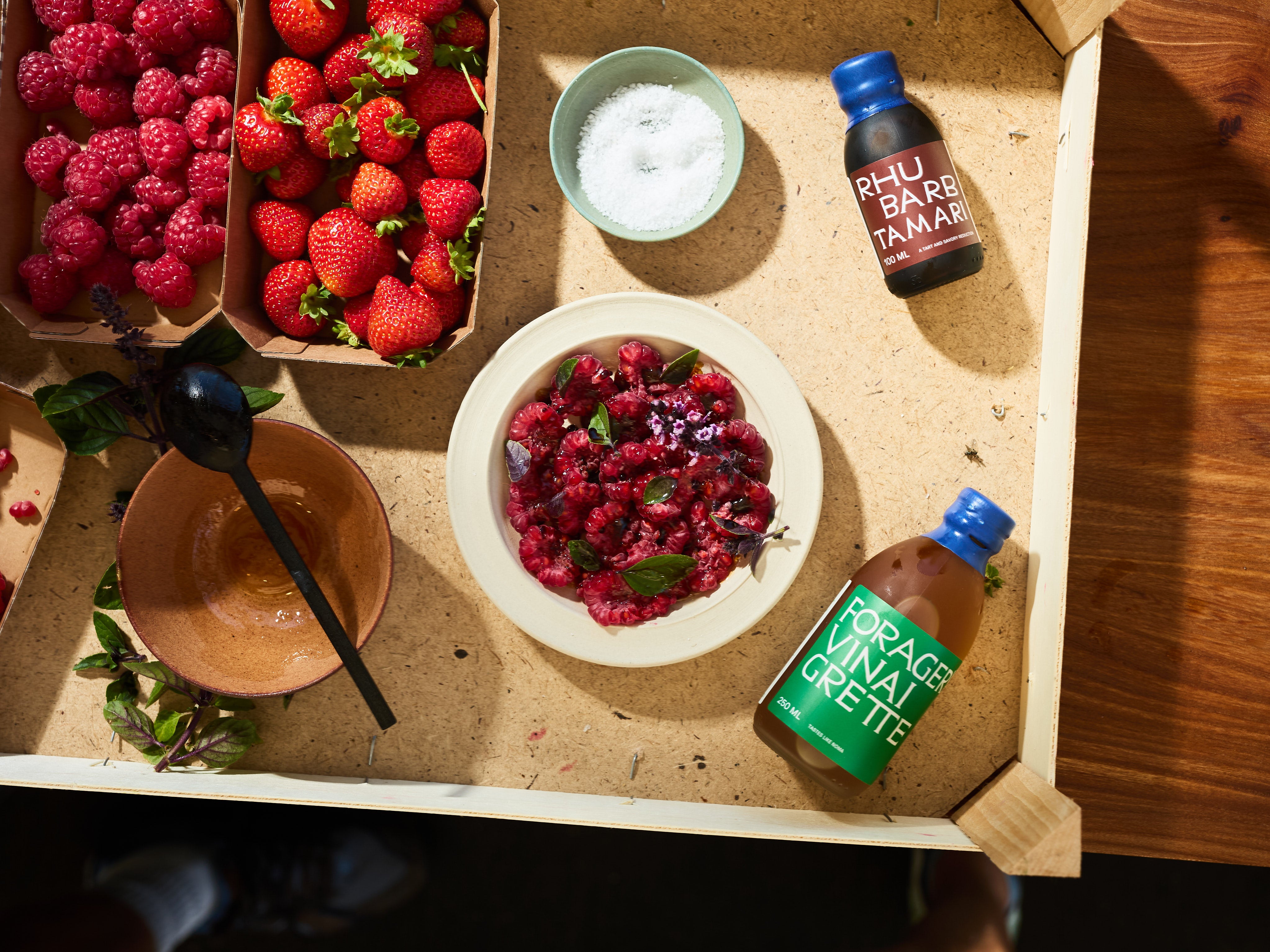 Raspberry & Rhubarb Tamari Salad