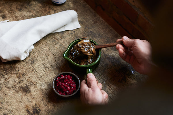 Vegan Mushroom Gravy and Lingonberry Sauce