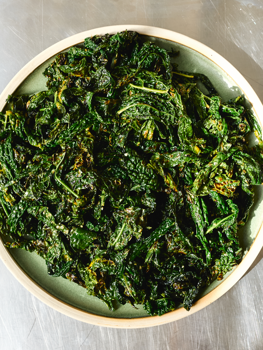 Grilled Kale with Elderflower Peaso Butter