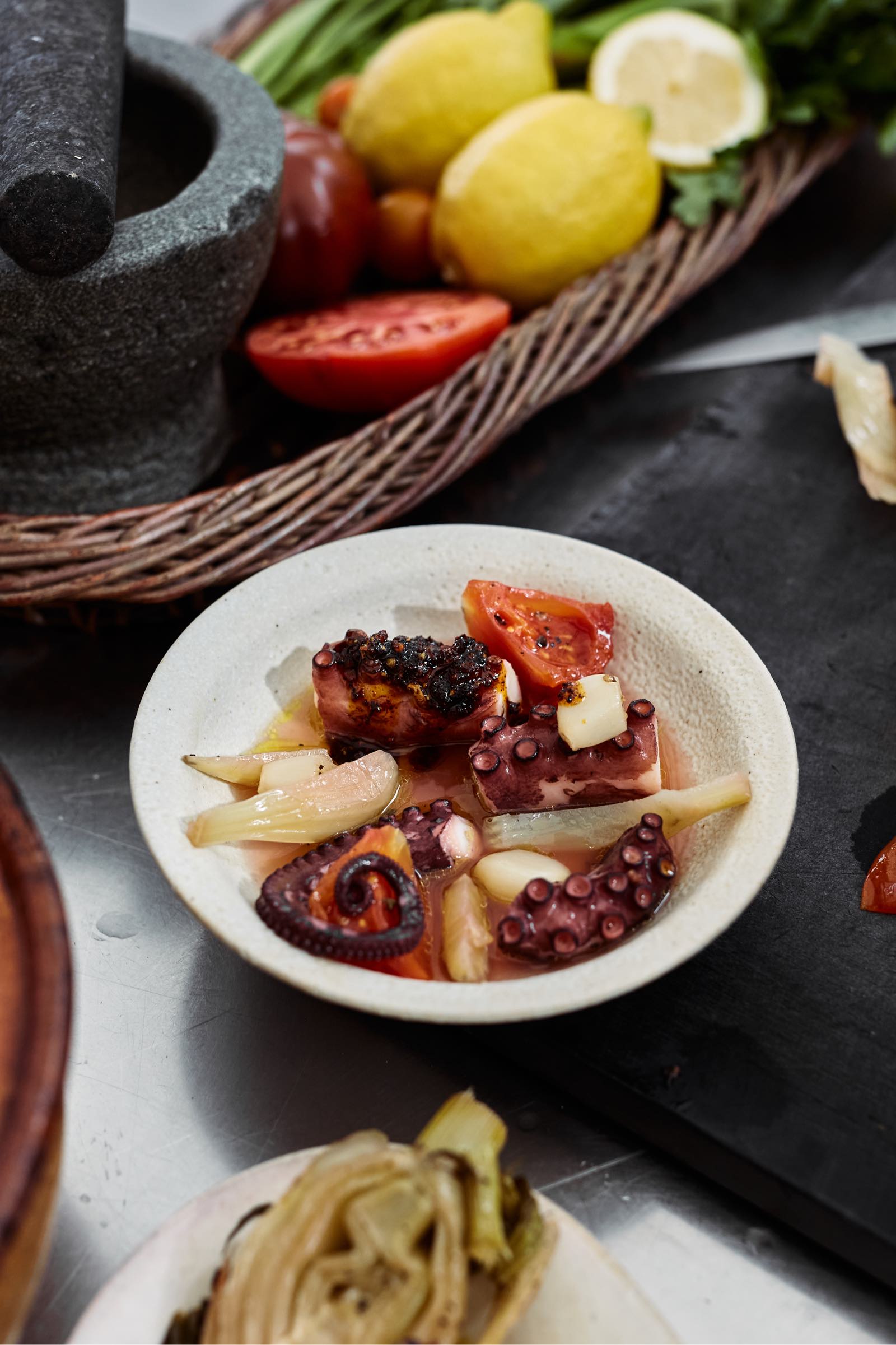 Poached Octopus and Baby Fennel