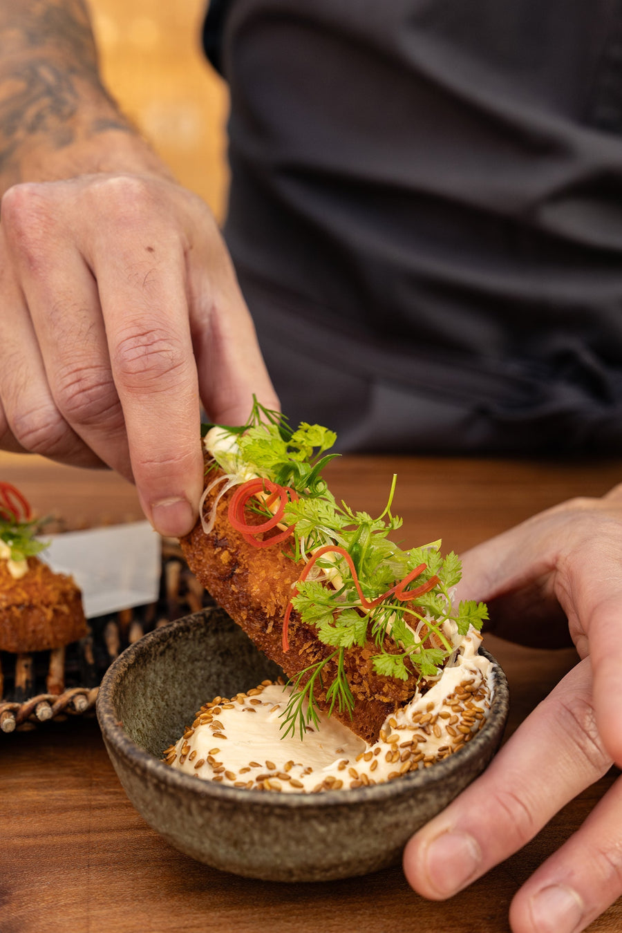 Prawn Toast with Sea Buckthorn Hot Sauce Mayo