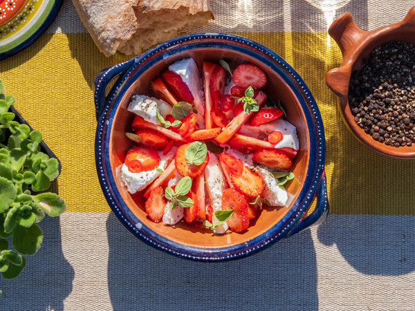 Mozzarella, Basil, Tomatoes and Strawberry Salad