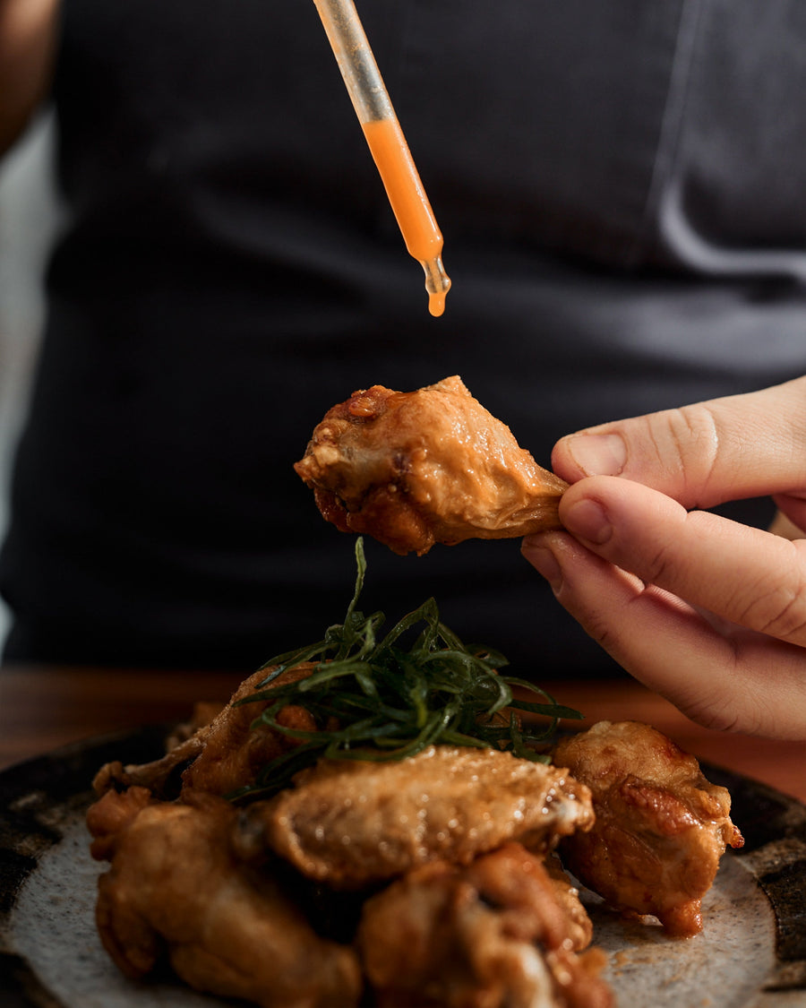 Fried Chicken Wings with Sea Buckthorn Buffalo Sauce