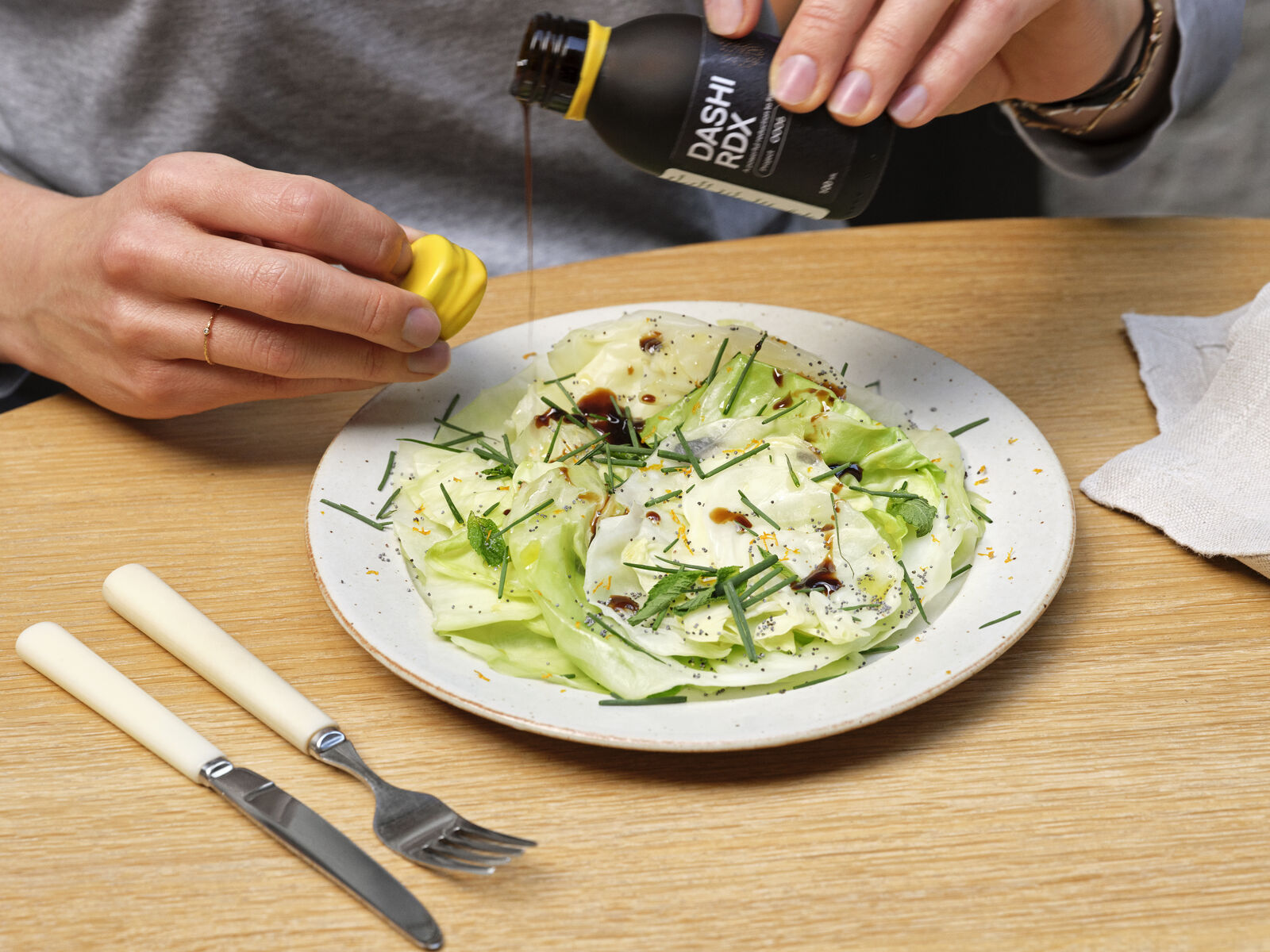 Lightly Blanched Cabbage with Poppy Seeds and Almonds