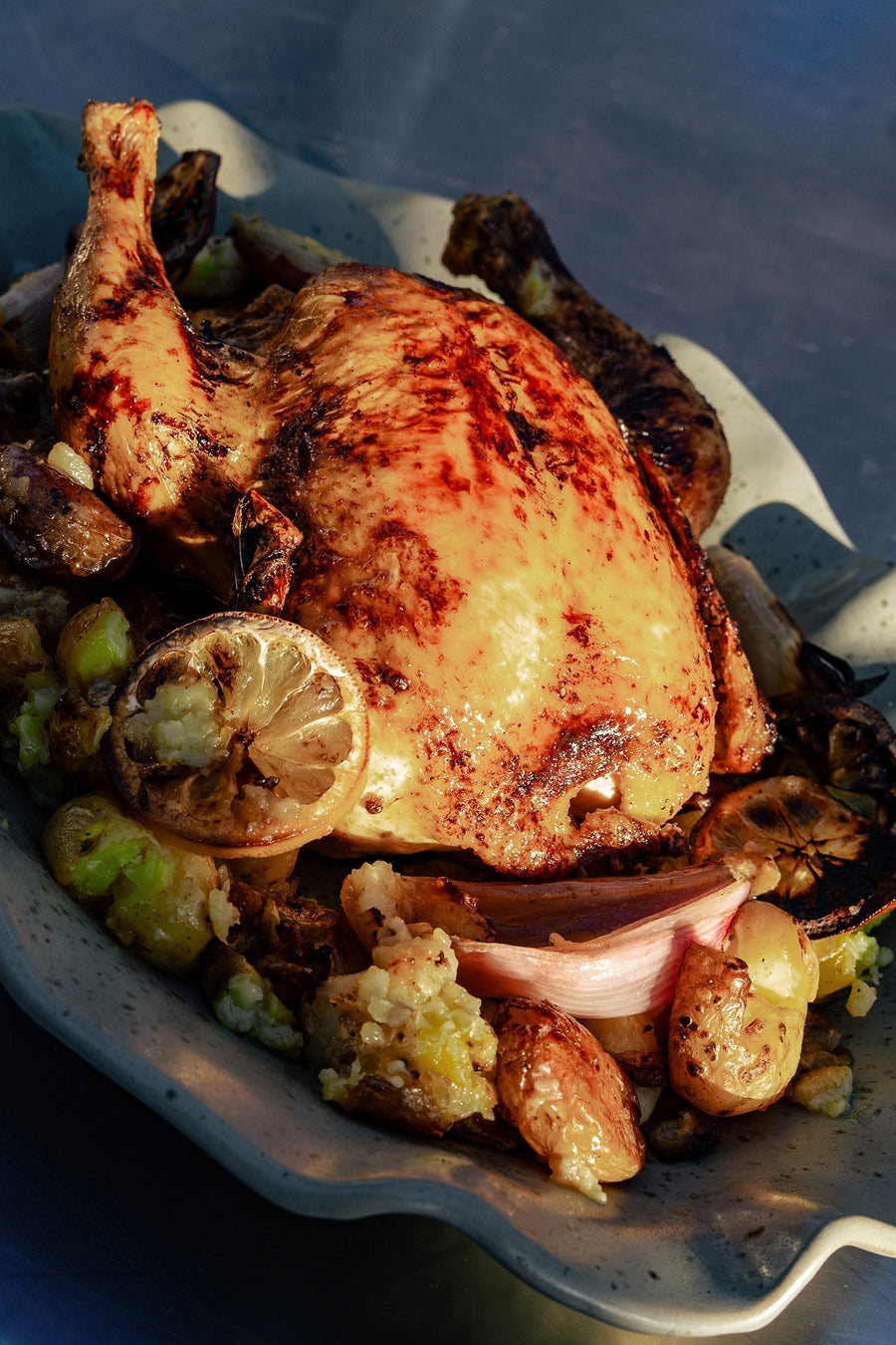 Roast Chicken with Mushroom Garum Butter