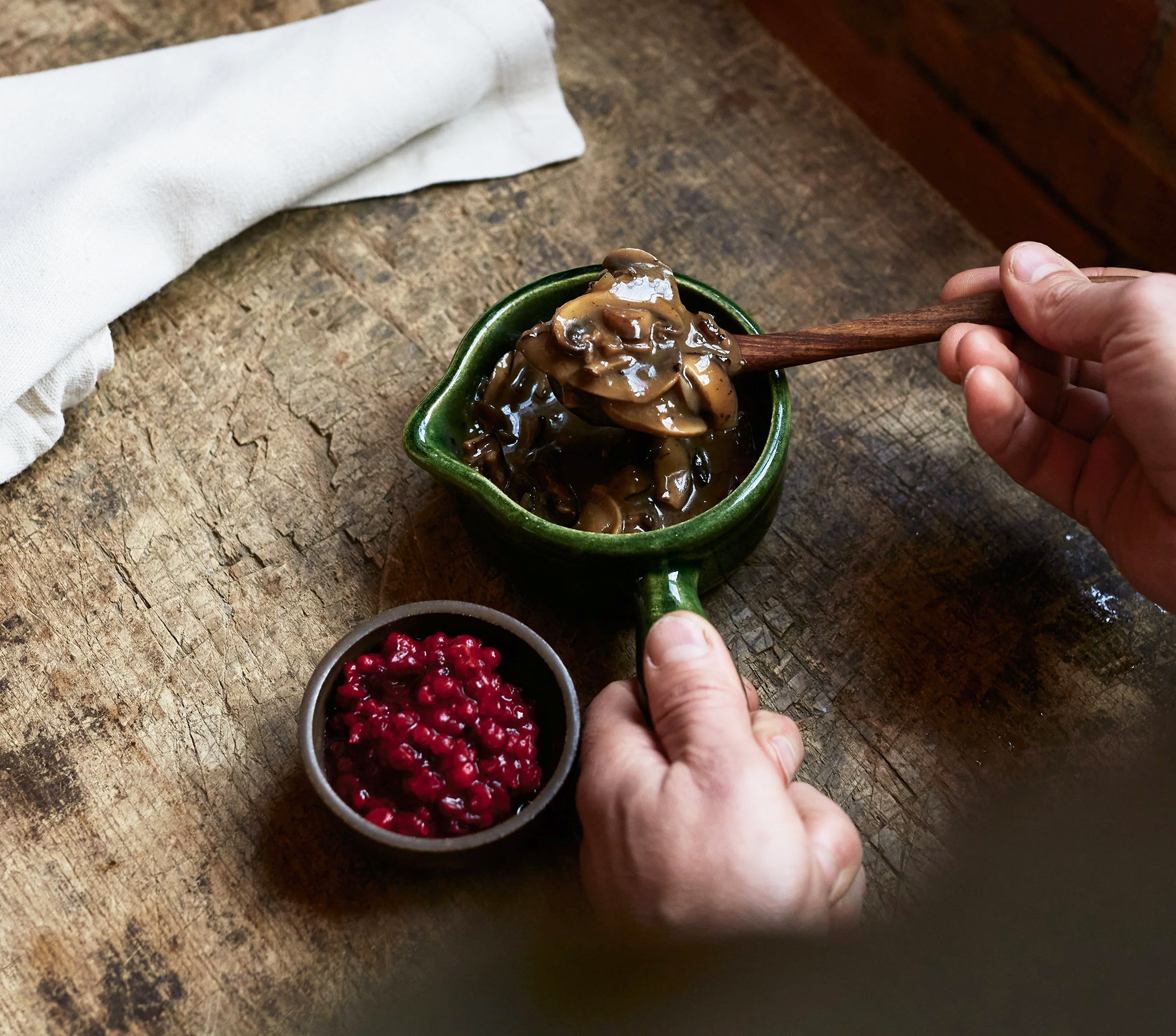 Vegan Mushroom Gravy and Lingonberry Sauce